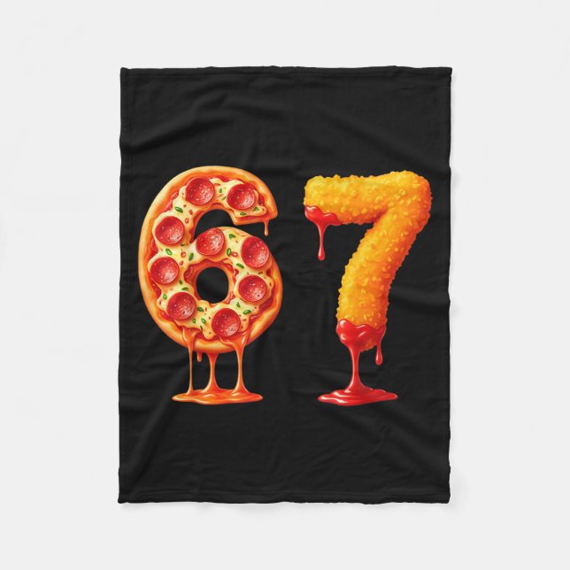 Funny 6 7 Zza Nugget Meme Six Seven 67 Food Lovers Fleecedecke (Vorderseite)