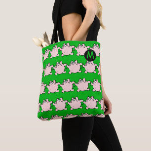 Funny 6 Cartoon Pig Monogramm Farbtonbeutel auswäh Tasche