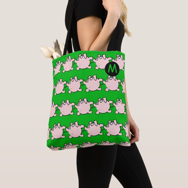 Funny 6 Cartoon Pig Monogramm Farbtonbeutel auswäh Tasche (Von Nahem)