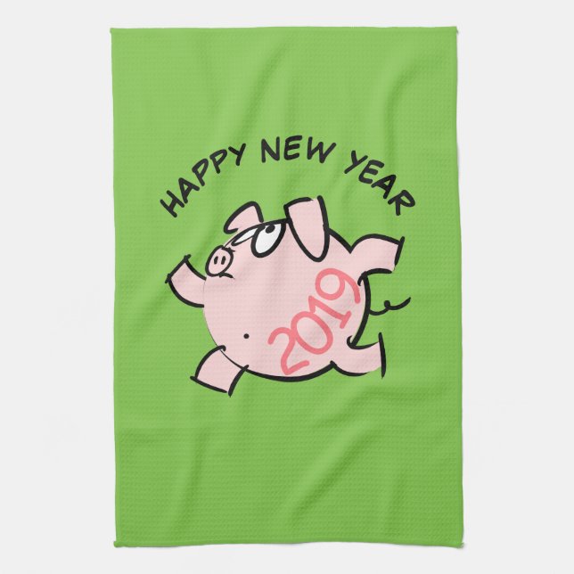 Funny 6 Cartoon Schweinjahr 2019 Küchentücher (Vertikal)