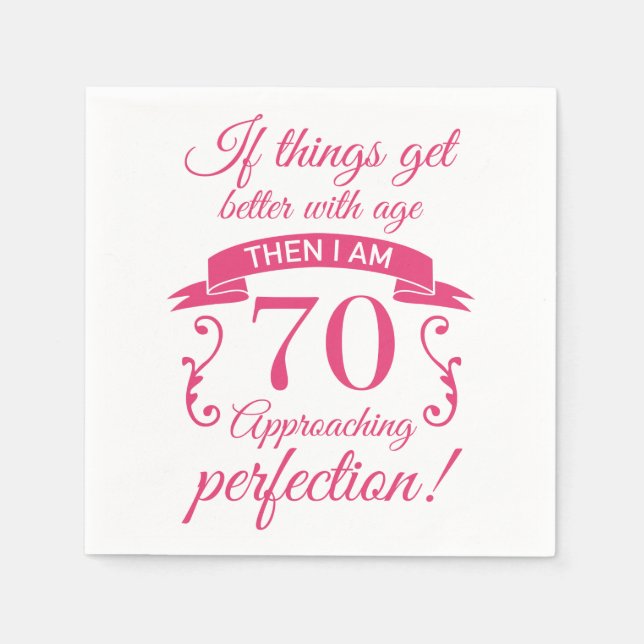Funny 70. Geburtstag 'Perfection' Serviette (Vorderseite)