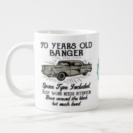 Funny 70. Geburtstag Retro Auto Banger Add Name Da Jumbo-Tasse