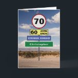 Funny 70. Geburtstag Spaß Road Schilder Fügen Sie  Karte<br><div class="desc">Für diejenigen,  die einen 70. Geburtstag haben,  haben wir die Straßenschilder so gestaltet,  dass sie ein Kinderspiel anziehen. Fügen Sie dem grünen Zeichen einfach den gewünschten Namen mit der bereitgestellten Vorlage hinzu. Die Meldung in der Karte kann auch personalisiert werden,  eine ganz besondere Geburtstagskarte zu werden</div>