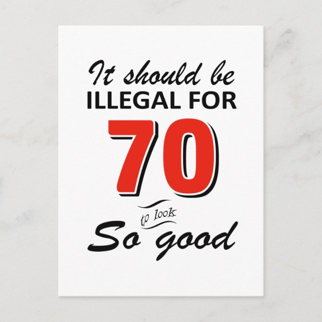 Funny 70 Jahre alt Geburtstagsdesigns Postkarte (Vorderseite)