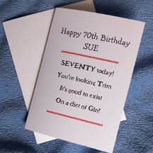 Funny 70e Anniversaire Gin Carte d'Anniversaire