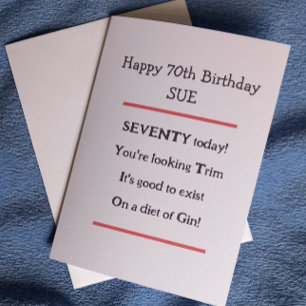 Funny 70e Anniversaire Gin Carte d'Anniversaire