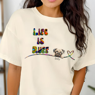 Funny 70er Jahre farbenfroher Retro Mops Hund Indi T-Shirt