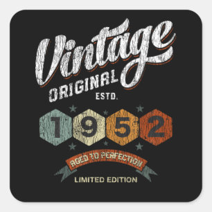 Funny 73 Year Old 1952 Vintag 73. Geburtstagsgesch Quadratischer Aufkleber