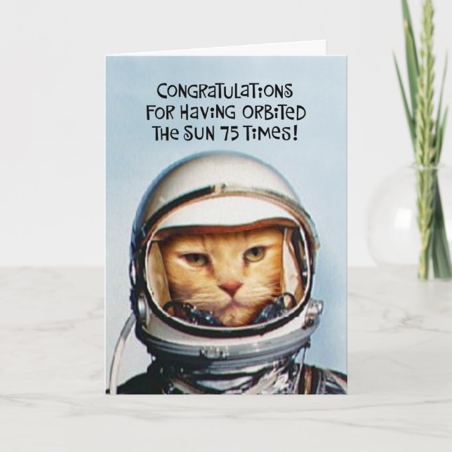 Funny 75. Orbit Geburtstag Karte (Vorderseite)