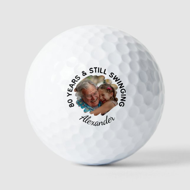 Funny 80. Geburtstag noch schwindend Foto & Name Golfball (Vorderseite)