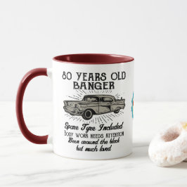 Funny 80. Geburtstag Retro Auto Banger Add Name Da Tasse