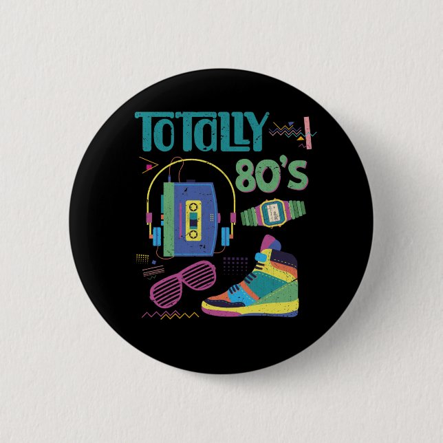 Funny 80er Music Old School Party der 80er Jahre Button (Vorderseite)