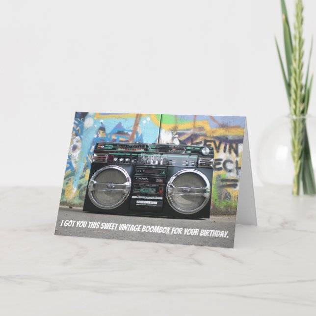 Funny 80s Retro Boombox Birthday Card Karte (Vorderseite)