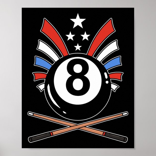 Funny 8 Ball Billiard Pool Player Aight Ball Billi Poster (Vorne)