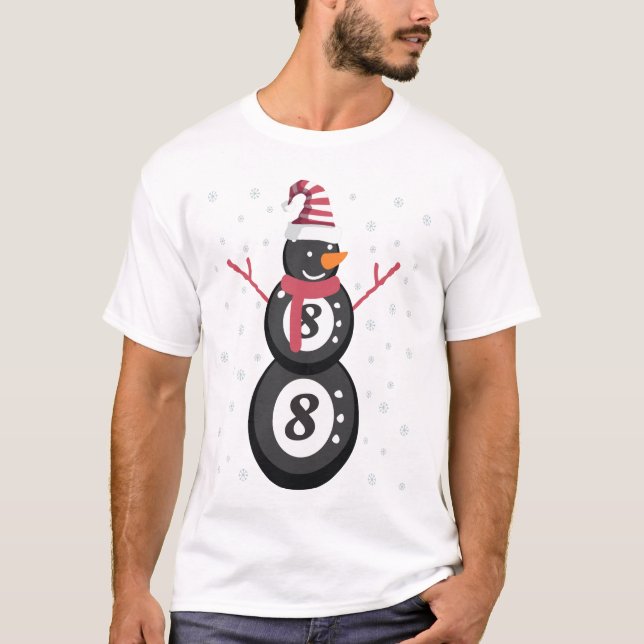 Funny 8 Ball Pool Snowman Weihnachten Neues Jahr G T-Shirt (Vorderseite)