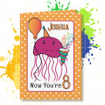 Funny 8th Birthday Sea Animal Cartoon Jellyfish Karte<br><div class="desc">Dieser lustige 8. Geburtstags-Quallen-Cartoon ist für dieses besondere Kind zum Geburtstag. Personalisieren Sie es mit ihrem Namen und Ihrer Nachricht im Inneren. Das ist einer der Figuren, die von meinem Enkel und mir geschaffen wurden. Er zeichne die Charaktere mit all ihren niedlichen Merkmalen und ich verwandle sie in fette und...</div>