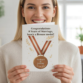 Funny 8th Wedding Anniversary Bronze Medaille Karte