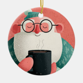 Funny A Cheerful Man With Glasses Happy Holiday  Keramik Ornament