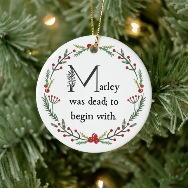 Funny a Christmas Carol First Line Dickens Zitat Keramik Ornament (Baum)