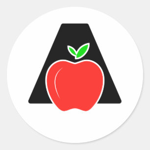 Funny A für Apfel Runder Aufkleber