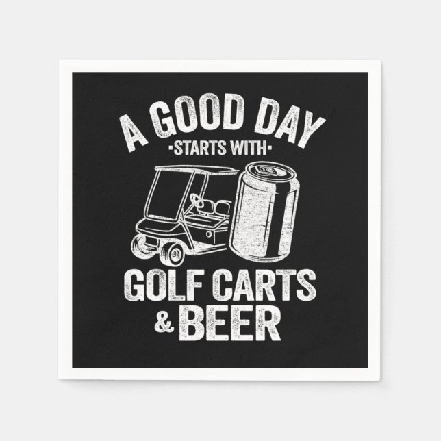 Funny a good day beginnt mit Golf Carts Bier Serviette (Vorderseite)