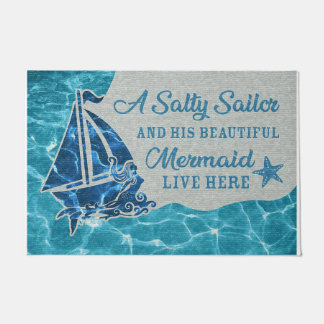 Funny A Salty Sailor Live Here Fußmatte