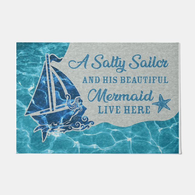 Funny A Salty Sailor Live Here Fußmatte (Vorderseite)