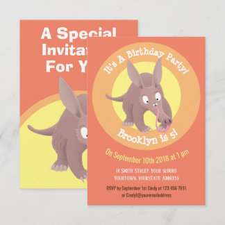 Funny aardvark Cartoon personalisierte Einladung