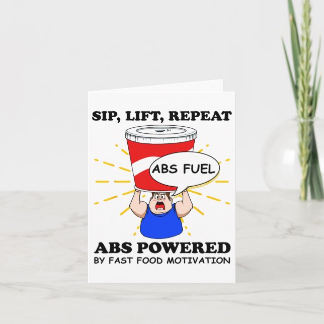 Funny Abs trainiert Fast Food Gym Workout Bodybuil Karte (Vorderseite)
