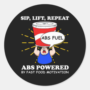 Funny Abs trainiert Fast Food Gym Workout Bodybuil Runder Aufkleber