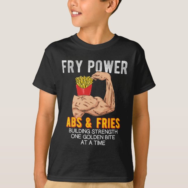 Funny Abs üben Französisch Fries Muscle Gebäude Bo T-Shirt (Vorderseite)