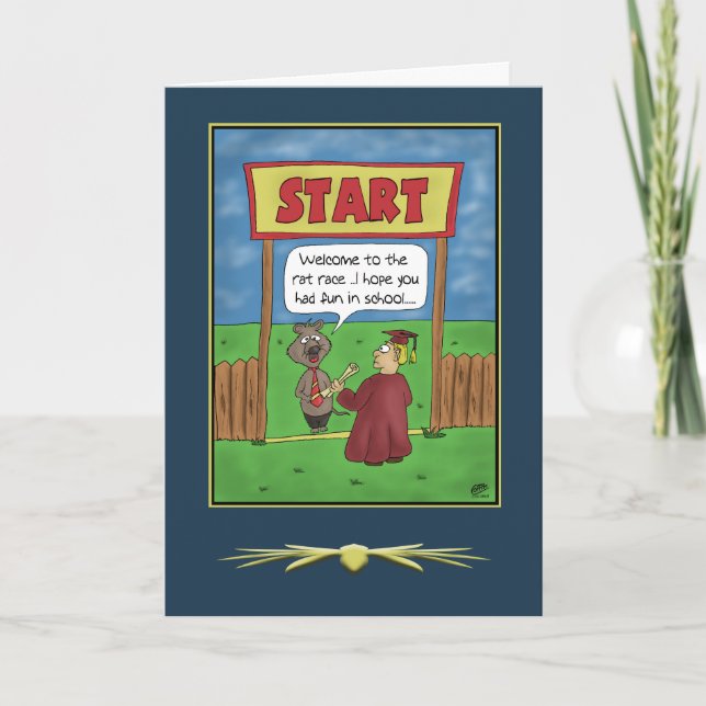 Funny Abschluss Cards: Das Rattenrennen Karte (Vorderseite)