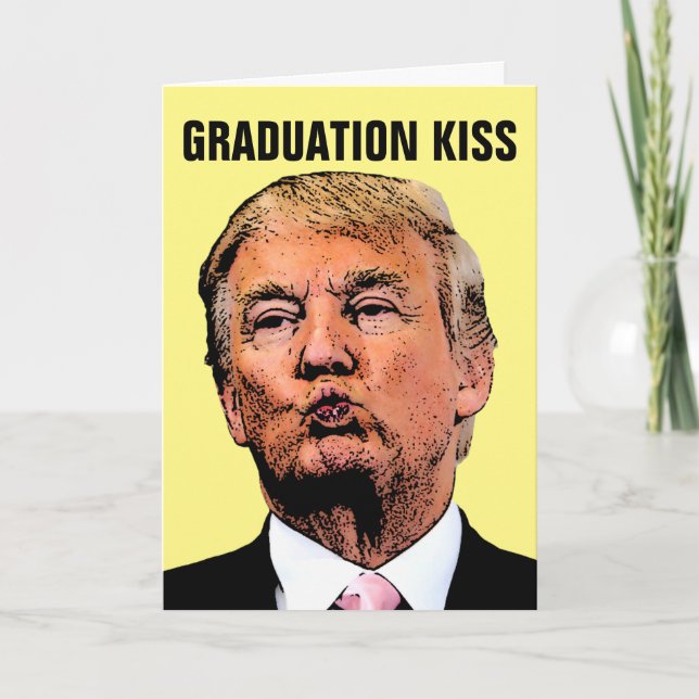 FUNNY ABSCHLUSS CARDS, DONALD TRUMP KISS KARTE (Vorderseite)