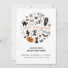 Funny Abstrakt Black and White Spooky Halloween Einladung