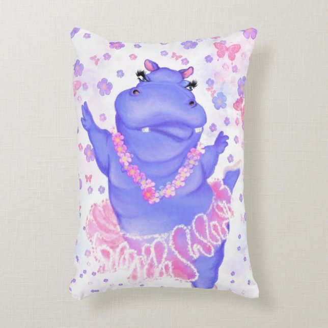 Funny Accent Pillow Ballerina Hippo Ballet Dancer Dekokissen (Vorderseite(Vertikal))