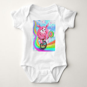 Funny Acrobat Pig Baby Bodysuit Strampler