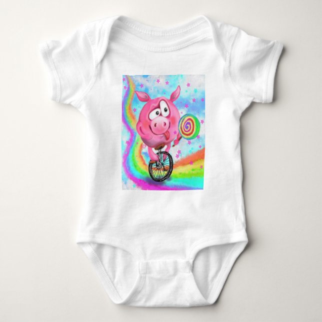 Funny Acrobat Pig Baby Bodysuit Strampler (Vorderseite)