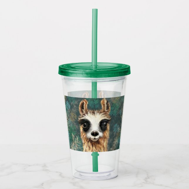 Funny Acrylic Tumbler mit Curious Baby Alpaca Acryltrinkbecher (Vorderseite)