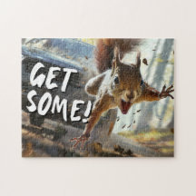 Funny Action Eichhörnchen Jigsaw Puzzle "Get some"
