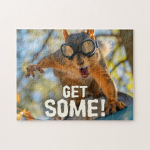 Funny Action Eichhörnchen Jigsaw Puzzle "Get some"