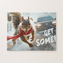 Funny Action Eichhörnchen Jigsaw Puzzle "Get some"