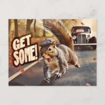 Funny Action Eichhörnchen Postcard "Get some"