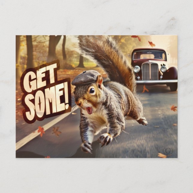 Funny Action Eichhörnchen Postcard "Get some" Postkarte (Vorderseite)