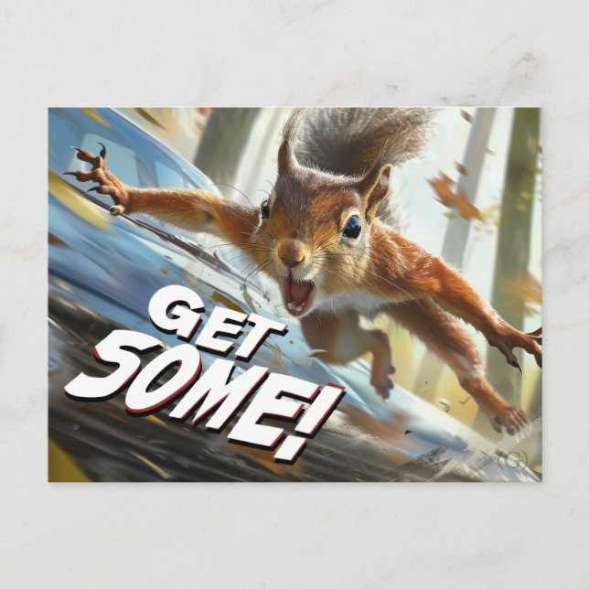 Funny Action Eichhörnchen Postcard "Get some" Postkarte (Vorderseite)