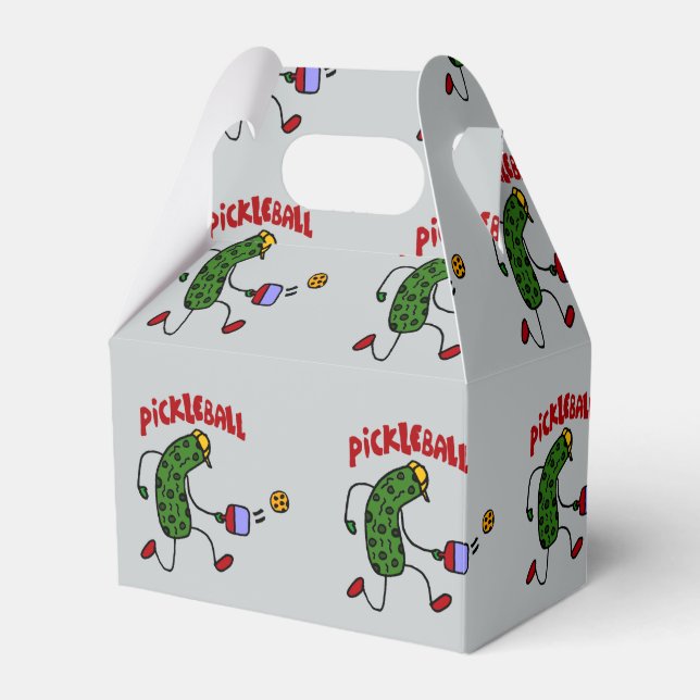 Funny Action Pickle Pickall Pickleball Cartoon Geschenkschachtel (Vorderseite)