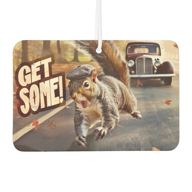 Funny Action Squirrel Air Freshener "Get some" Autolufterfrischer (Vorderseite)