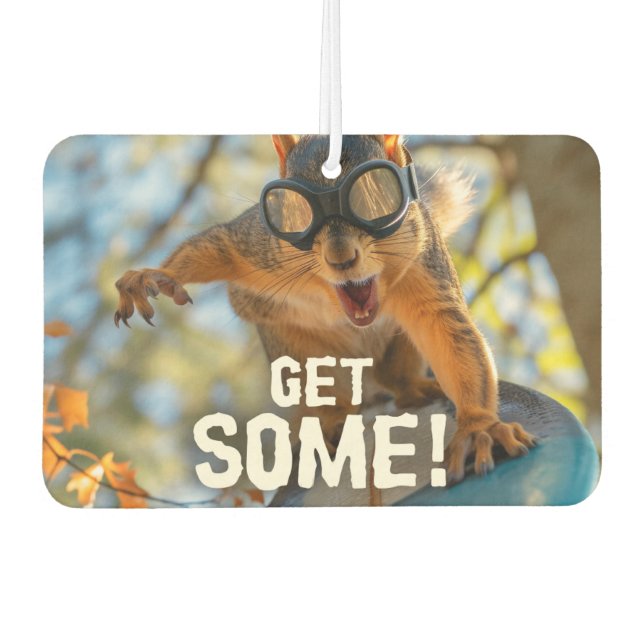 Funny Action Squirrel Air Freshener "Get some" Autolufterfrischer (Vorderseite)
