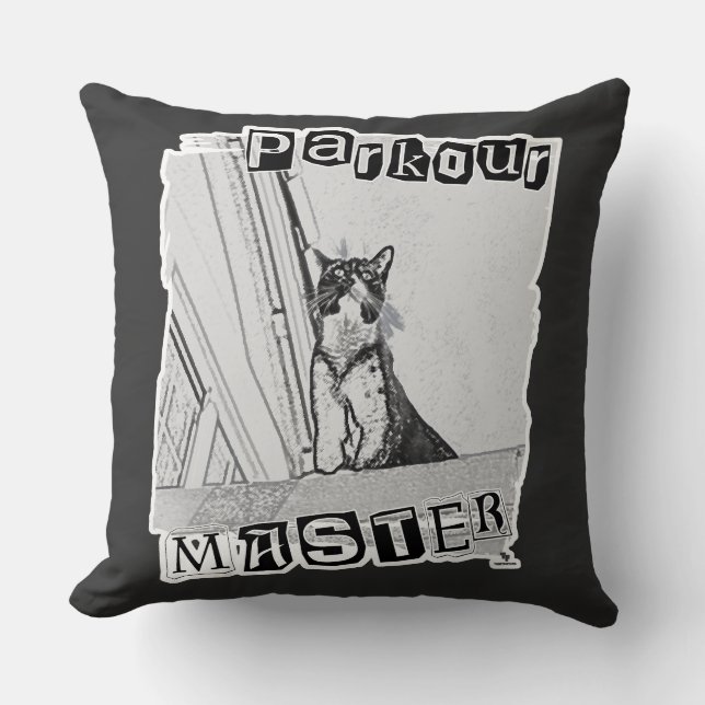 Funny Active Parkour Master Punk Kitty Design Kissen (Vorderseite)