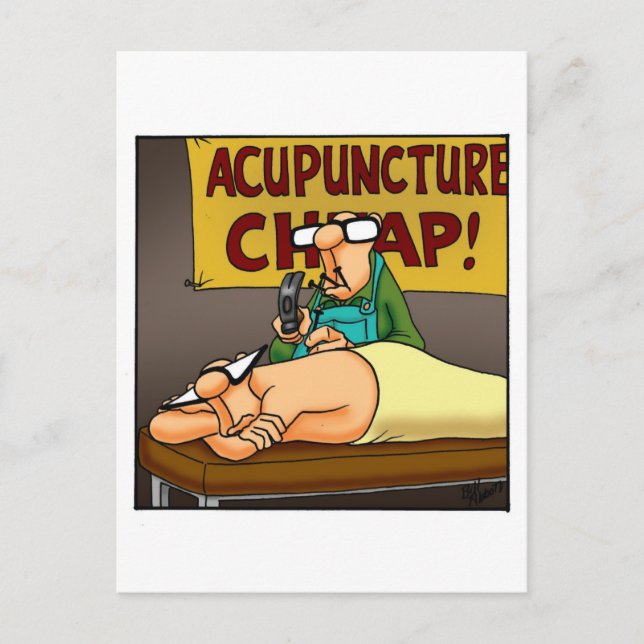 Funny Acupuncture Medical Cartoon Postcard Postkarte (Vorderseite)