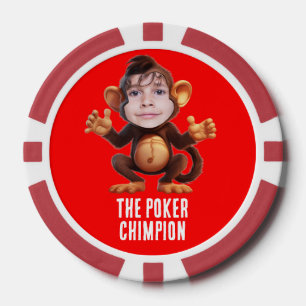 Funny ADD IHR GESICHT Pun Champion Monkey Chimp Pokerchips